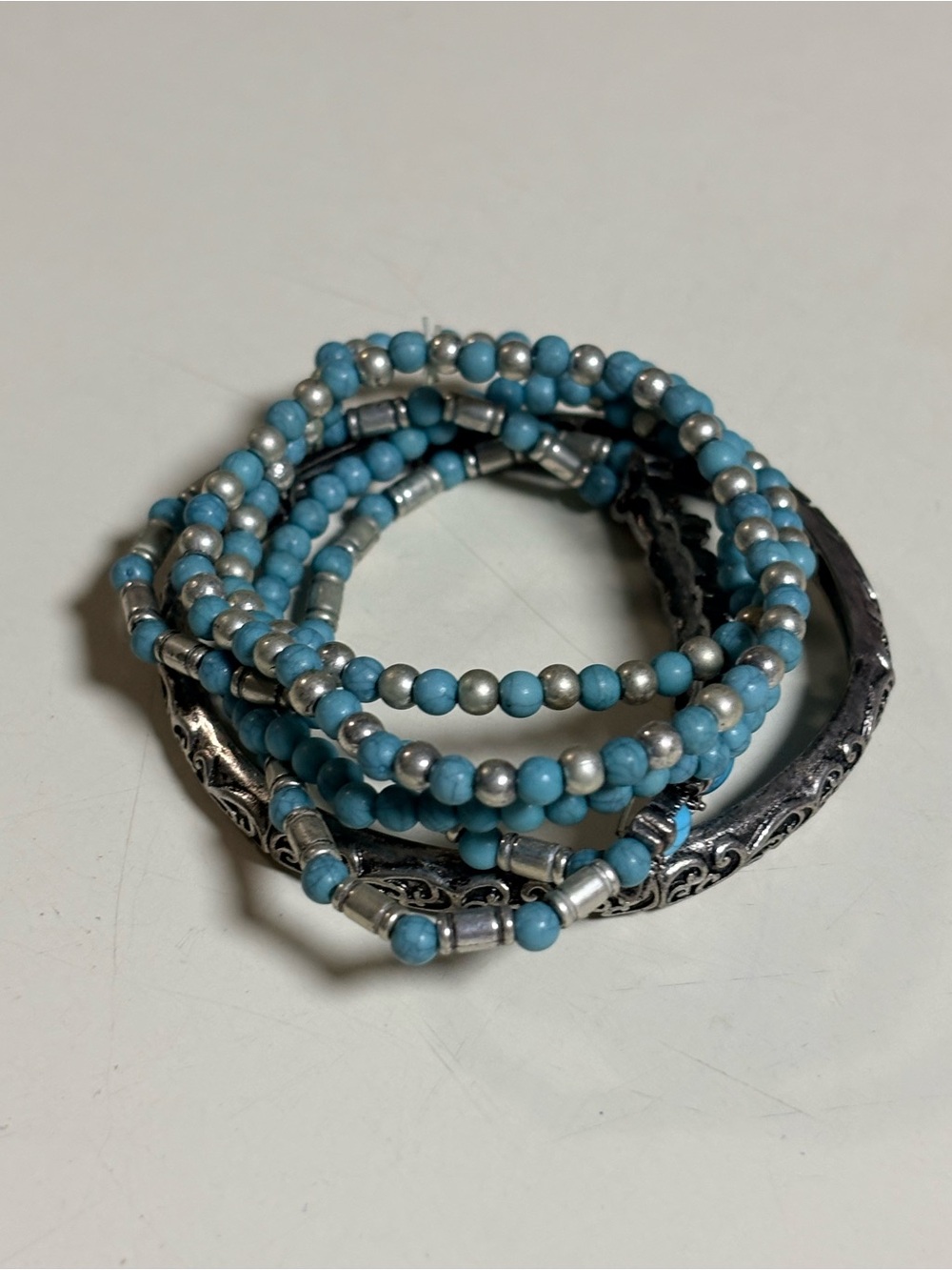 Turquoise Beaded Wrap Bracelet - Unbranded
